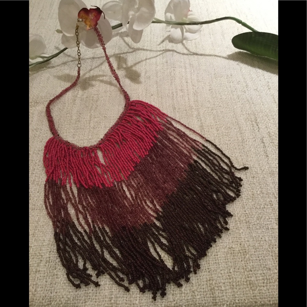 Hand beaded waterfall necklace